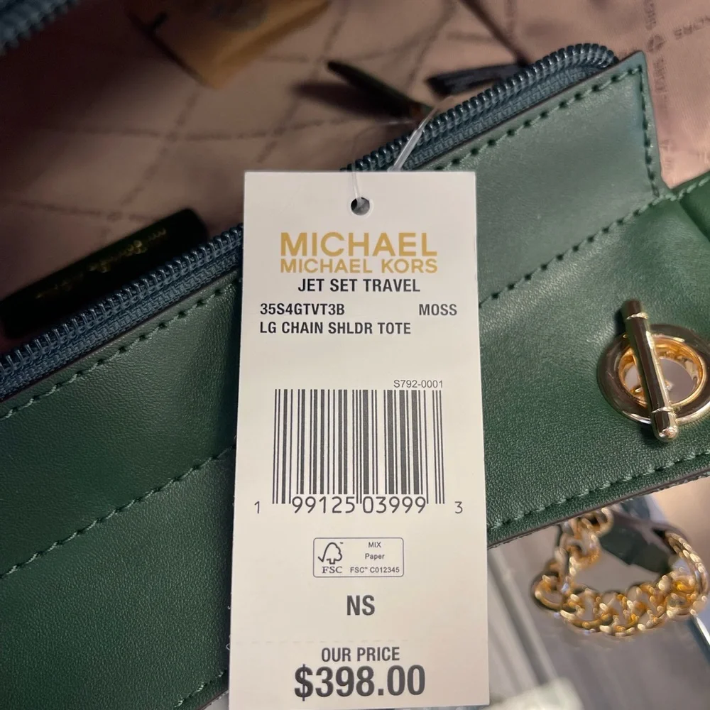 MICHAEL KORS JST Lg Chain Shoulder Tote & Double Zip Wristlet Wallet 
Moss 
NWT - Picture 13 of 16